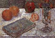 Paul Signac The still life having book and oranges oil painting on canvas